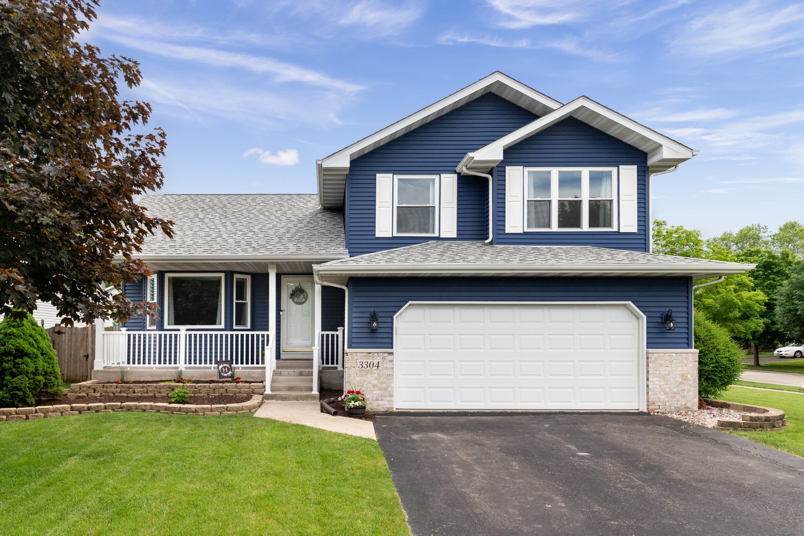 house exterior dark blue and white