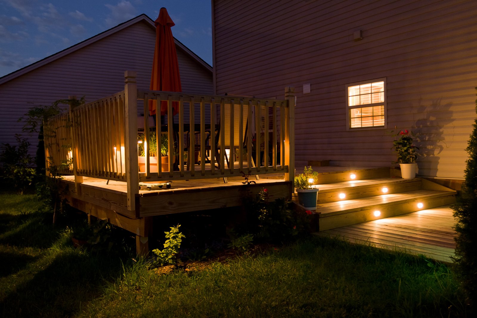 outdoor deck illuminated walkway