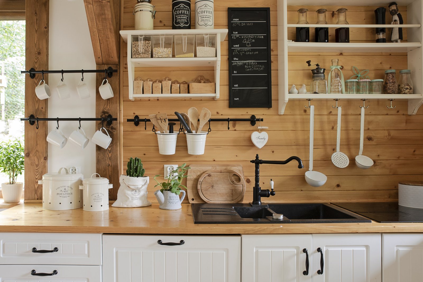 shelves above kitchen sink